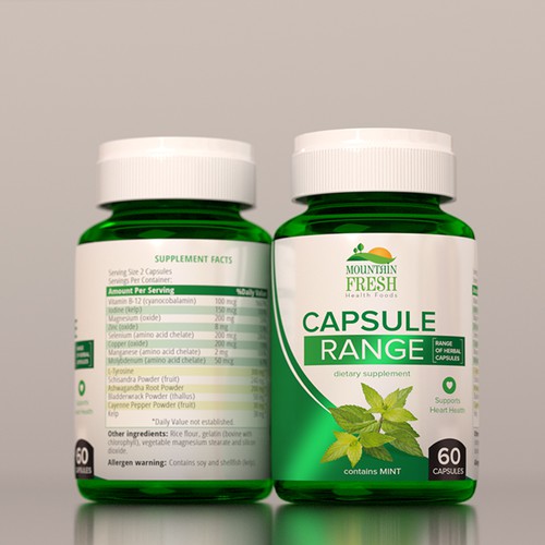 Capsule design with the title 'Capsule Bottle Label Design'