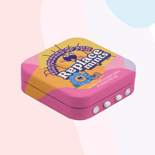 Retro packaging with the title 'Packaging concept for retro Replacemints'