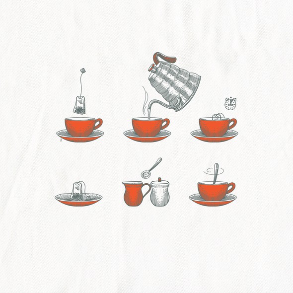 Instructions artwork with the title 'Making tea illustration for In 2 The Nest'