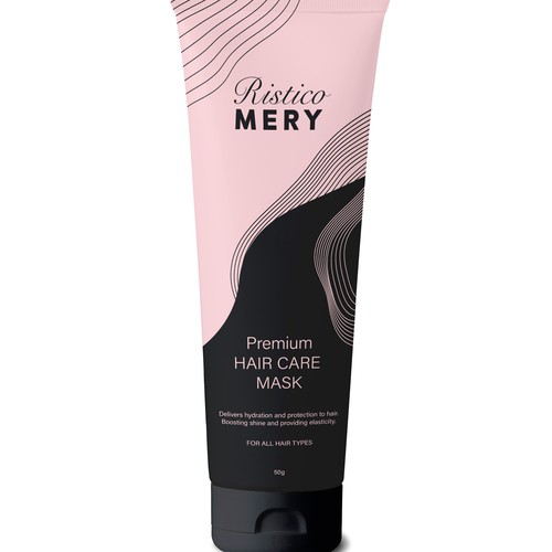 Tube packaging with the title 'Hair mask package design'