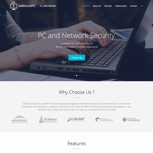 Service website with the title 'Website Design for SafeLock PC'