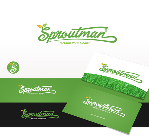 Green leaf logo with the title 'Logo for Sproutman'