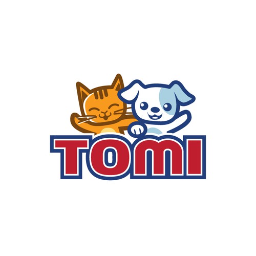 Cute cat logo with the title 'TOMI'
