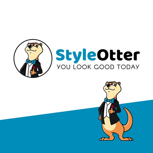 Suit design with the title 'StyleOtter is seeking playful, outgoing designers to create a new logo and identity pack!'
