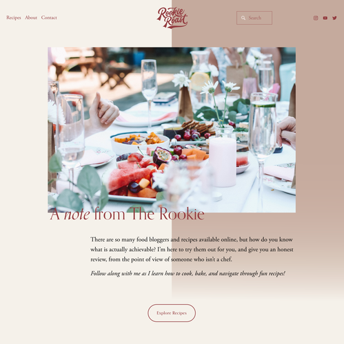 Recipe design with the title 'Rookie Roast'