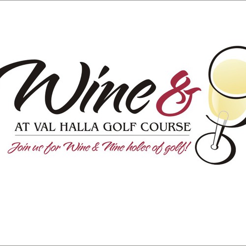 Country club logo with the title 'Create the next logo for Wine & Nine at Val Halla Golf Course'