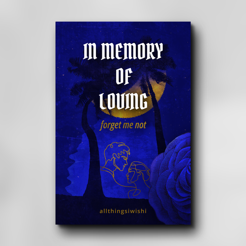 Silhouette book cover with the title 'Mysterious and scenic romance book cover'