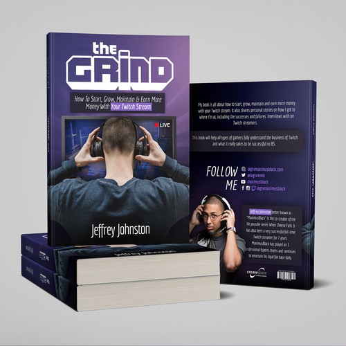 Purple book cover with the title 'Book cover for The Grind'
