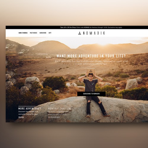 Product design website with the title 'Nomadik Website Proposal'