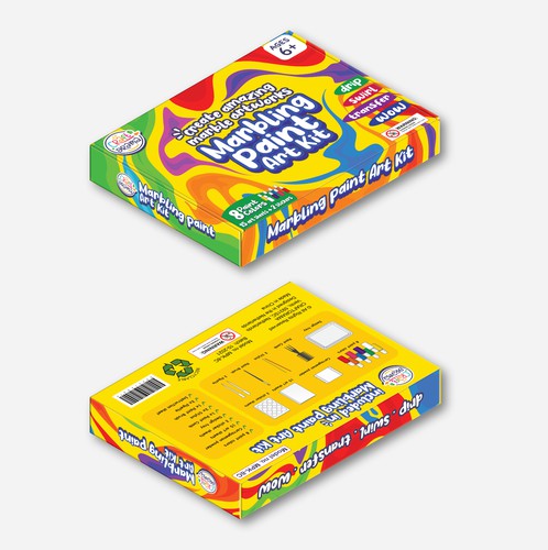 Game packaging with the title 'fun packaging marbling pain'