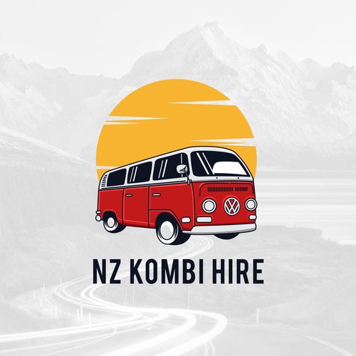 Bus logo with the title 'NZ Kombi Hire'