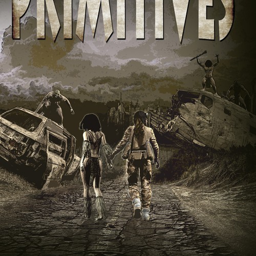 Dystopian book cover with the title 'Dark sci-fi book cover design'