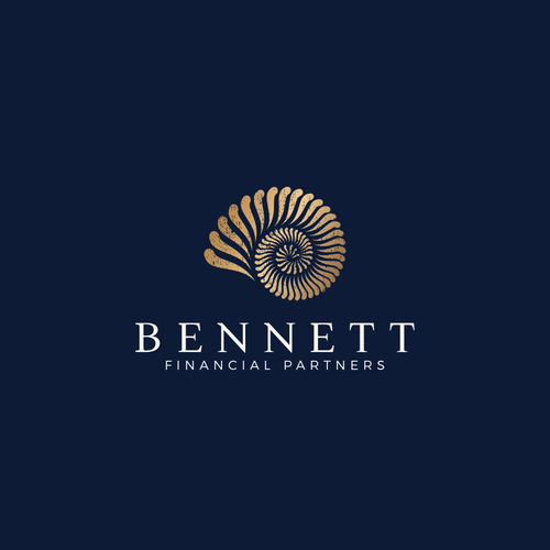 Shell design with the title 'Nautilus Shell Inspired logo - Classic Coastal Luxury Meets Modern Finance'