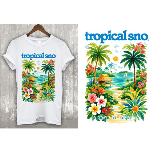Design with the title 'TROPICAL SNO - A TASTE OF PARADISE'