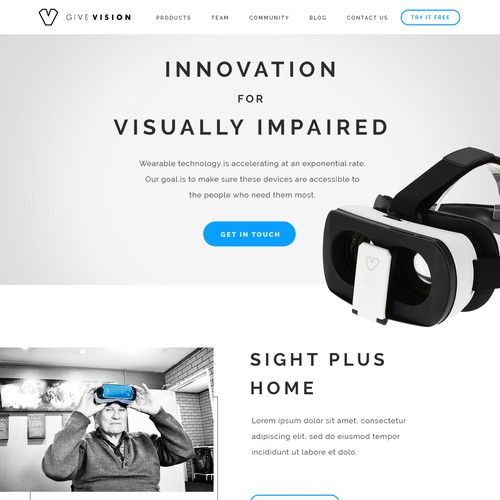 Product website with the title 'Web design concept'