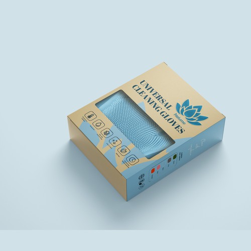 Industrial packaging with the title 'Dish washing gloves'