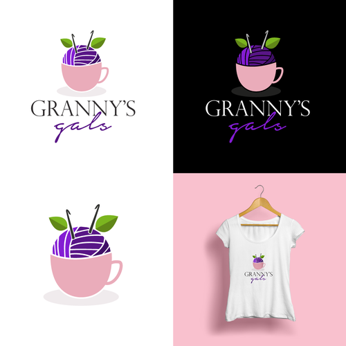 Crochet design with the title 'Granny's Gals Handcrafts Logo'