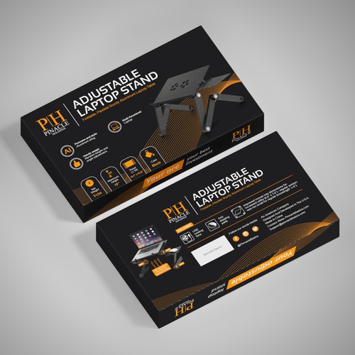 Black packaging with the title 'Packaging design for P|H'