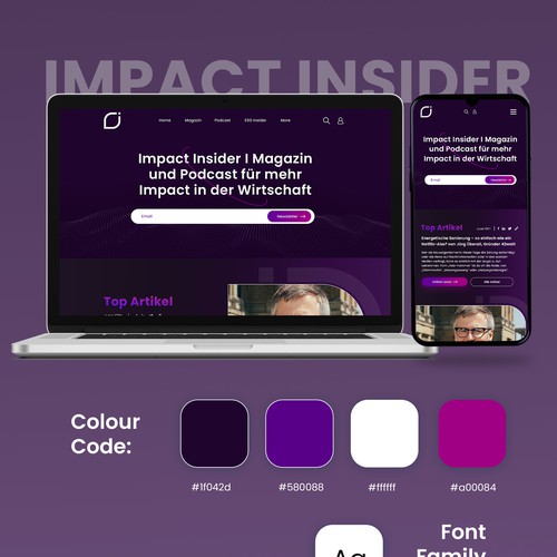 Podcast website with the title 'Impact Insider Podcast Homepage Design'