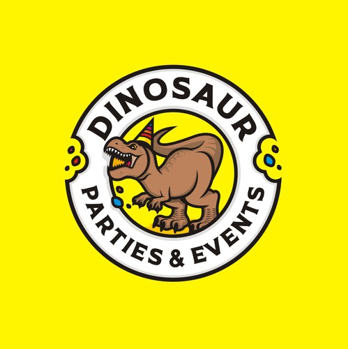Dinosaur design with the title 'Dinosaur birthday parties for children and events for all ages'