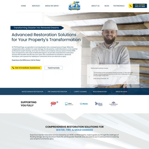 Company website with the title 'Websute Redesign for Restoration Company to maximize trust and conversion rates '
