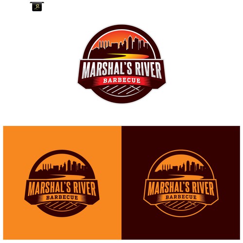 Shield design with the title 'Marshals River Barbecue'
