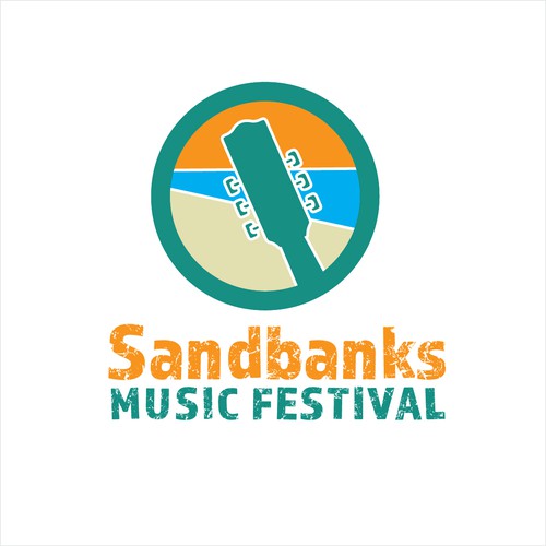 Sand logo with the title 'Fun logo for a family music festival at the beach'