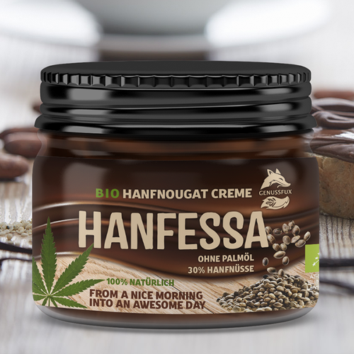 Cream packaging with the title 'Nougat cream label'