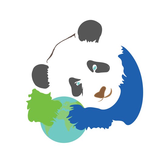 Panda artwork with the title 'Panda Embracing Earth'