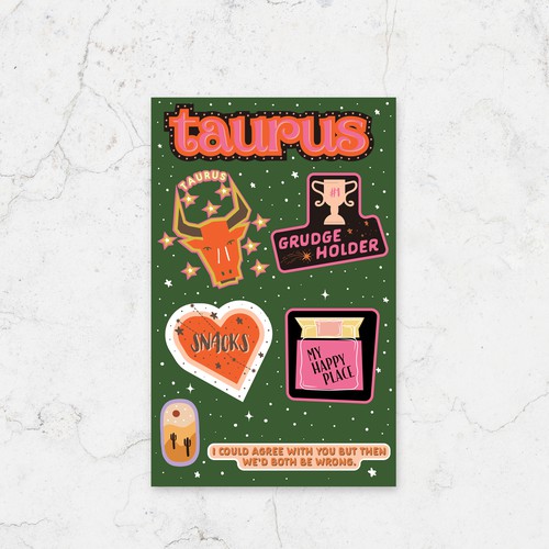 Astrology design with the title 'Taurus - Astrological Stickers'