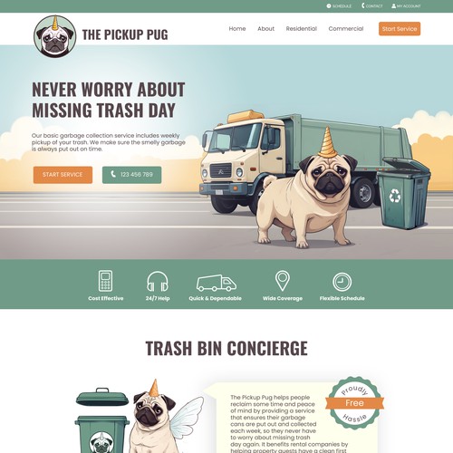 Inspiring design with the title 'Landing Page Design for Trash Bin Concierge'
