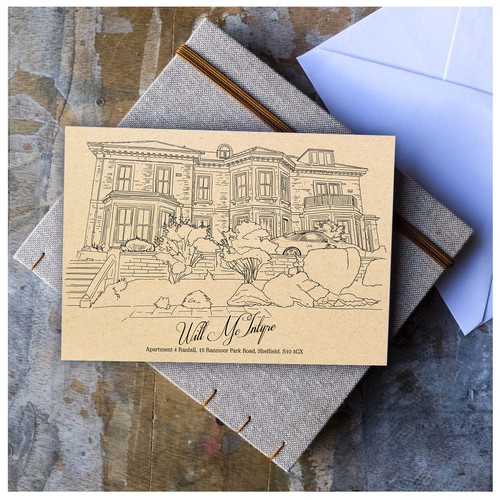 Name card design with the title 'Winning Design of Modern Personal Notelet Design '