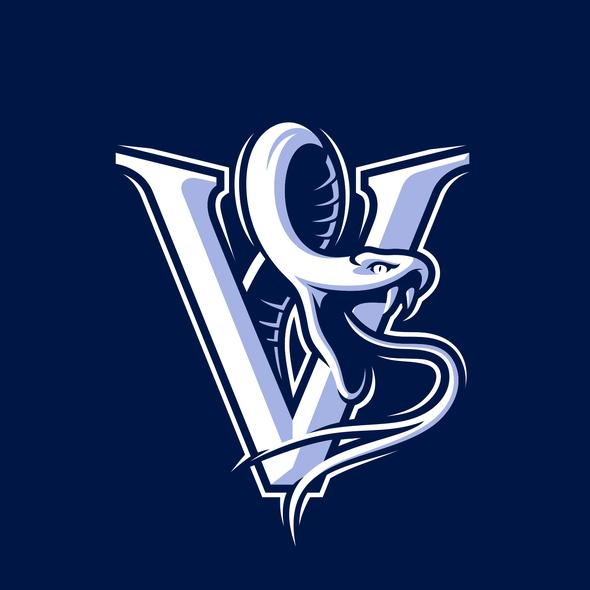 Snake logo with the title 'viper V logo design'