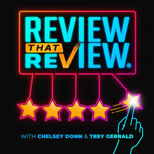 Review design with the title 'Review that Reviews Podcast Cover'