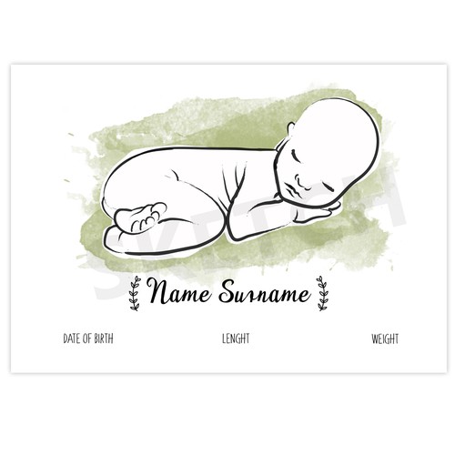 Baby artwork with the title 'Minimalistic illustration of a baby'