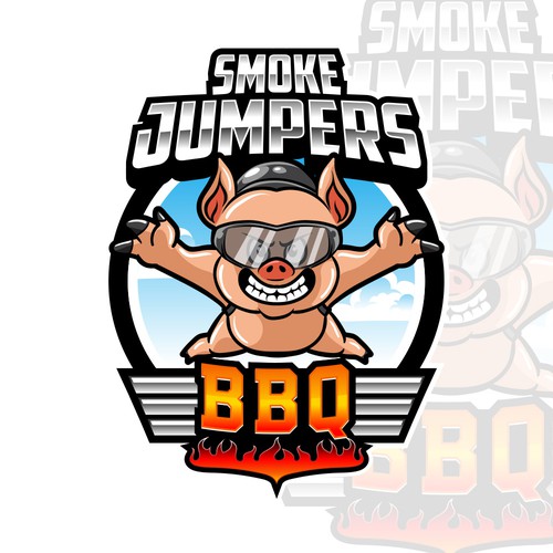 Flying logo with the title 'Smoke Jumpers BBQ'