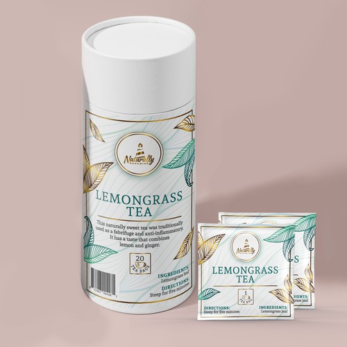 Leaf packaging with the title 'Tea Box & Single Tea Bags Packaging Design'