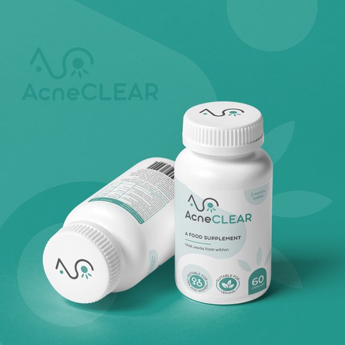 Turquoise design with the title 'Logo&Label Design for AcneCLEAR'