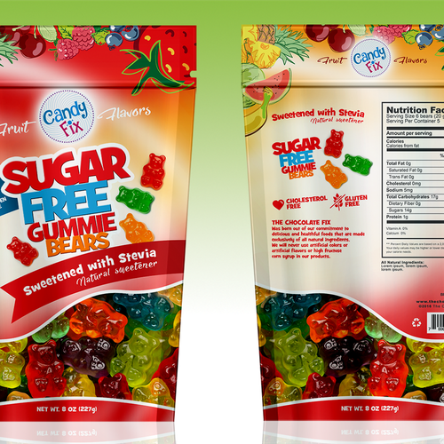 Gummy packaging with the title 'Bag for sugar free gummies'