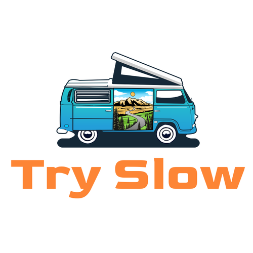 Artwork logo with the title 'Illustration Logo Design for Try Slow'