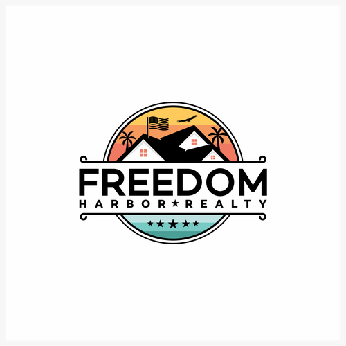 Veteran logo with the title 'Freedom harbor realty Real Estate & Mortgage logo'
