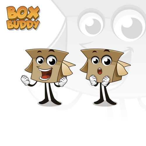 Cardboard design with the title 'Mascot Design for Box Buddy'