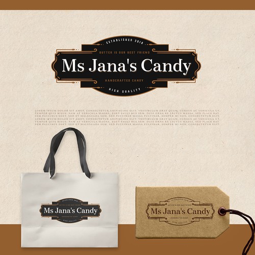 Candy design with the title 'logo for ms. jana's candy'