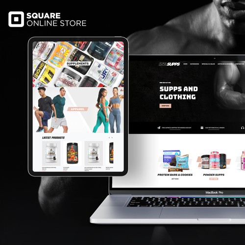 Atom design with the title 'Supplement product for Square online store site'