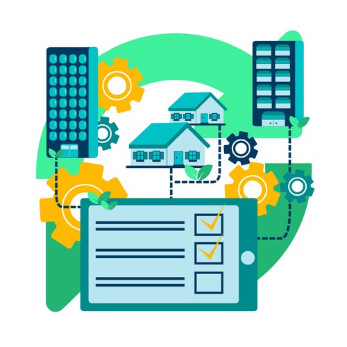 Graphic illustration artwork with the title 'Illustration'