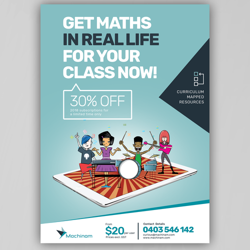 Mathematics design with the title 'Print ad for a real world math product'