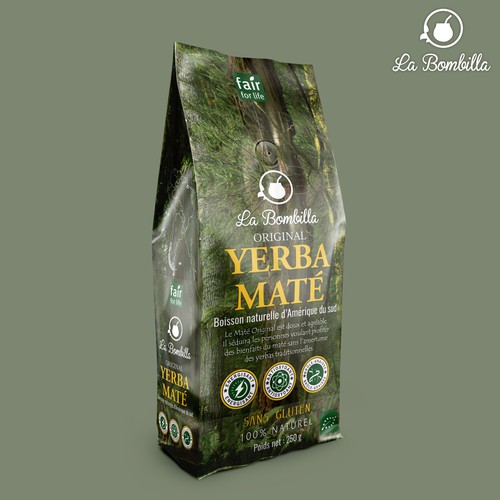 Energy drink packaging with the title 'Minimalistic, modern, authentic packaging design for Yerba Maté (Flavor Name “Original”)'
