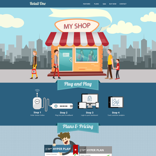 Illustration website with the title 'Website for next generation of retail analytics'