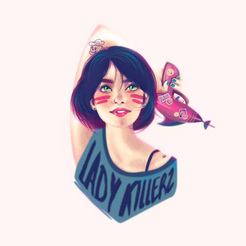 Sticker illustration with the title 'Lady Killerz'