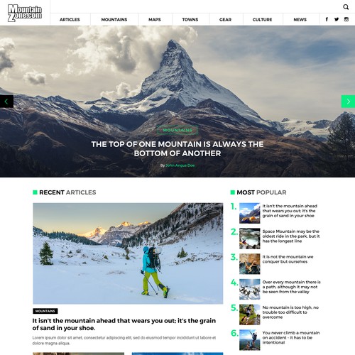 Magazine website with the title 'Outdoor Magazine Website Design'